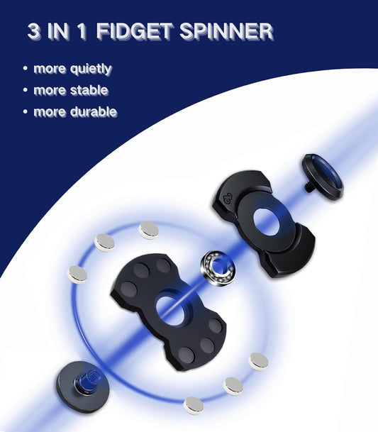 3-in-1 Alloy Fidget Spinner - Click,Slide & Spin Modes