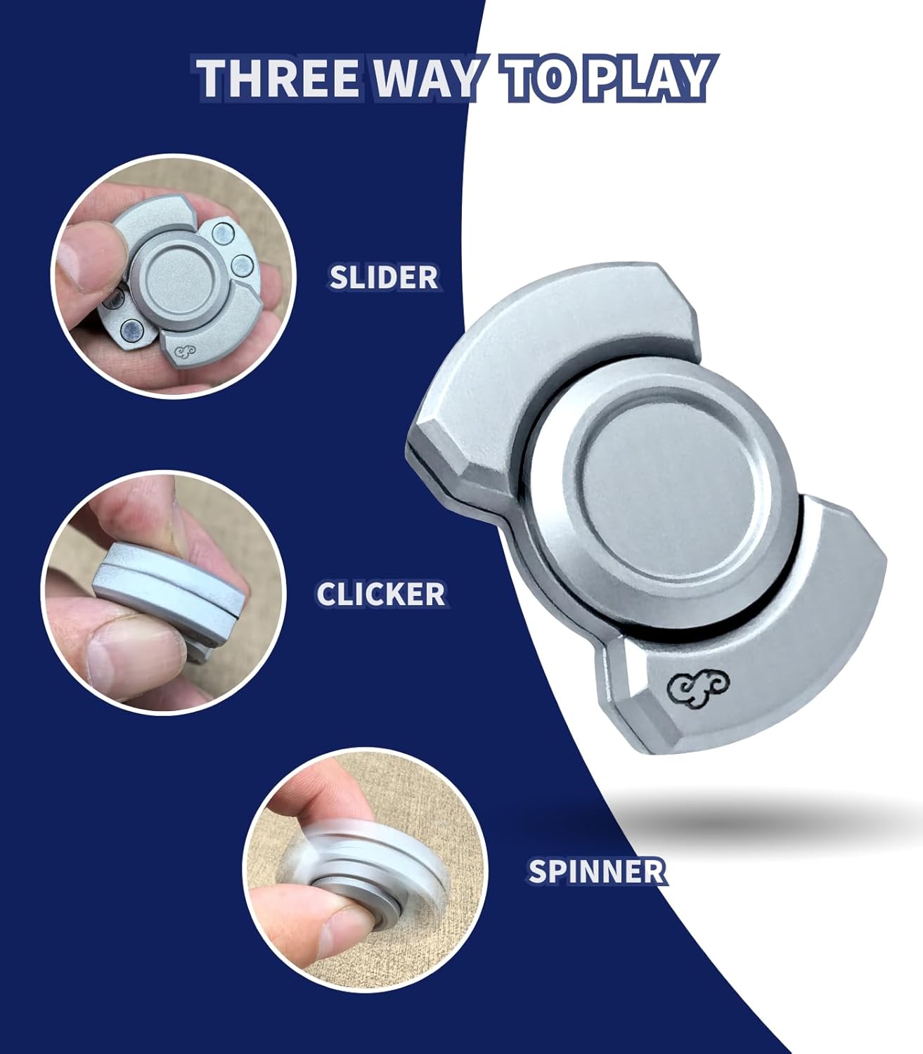 3-in-1 Alloy Fidget Spinner - Click,Slide & Spin Modes
